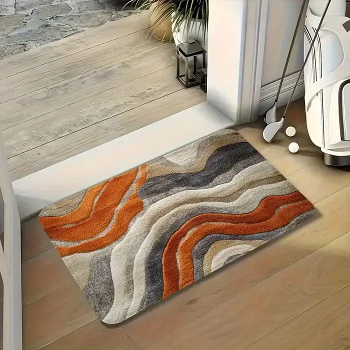 Tapis moderne bleu marine à motif en spirale
