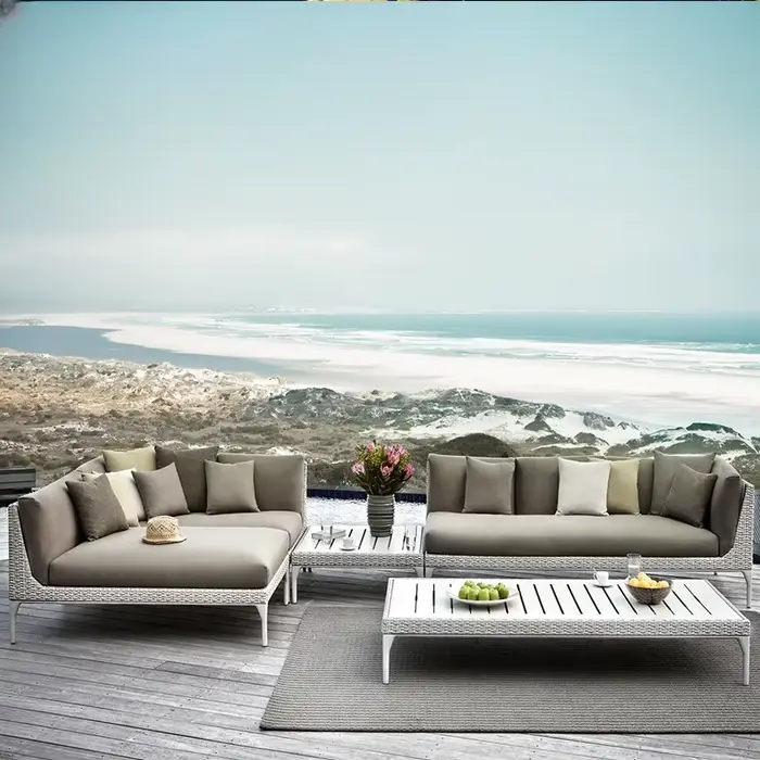 Mobilier d'extérieur canapé en rotin combinaison salon