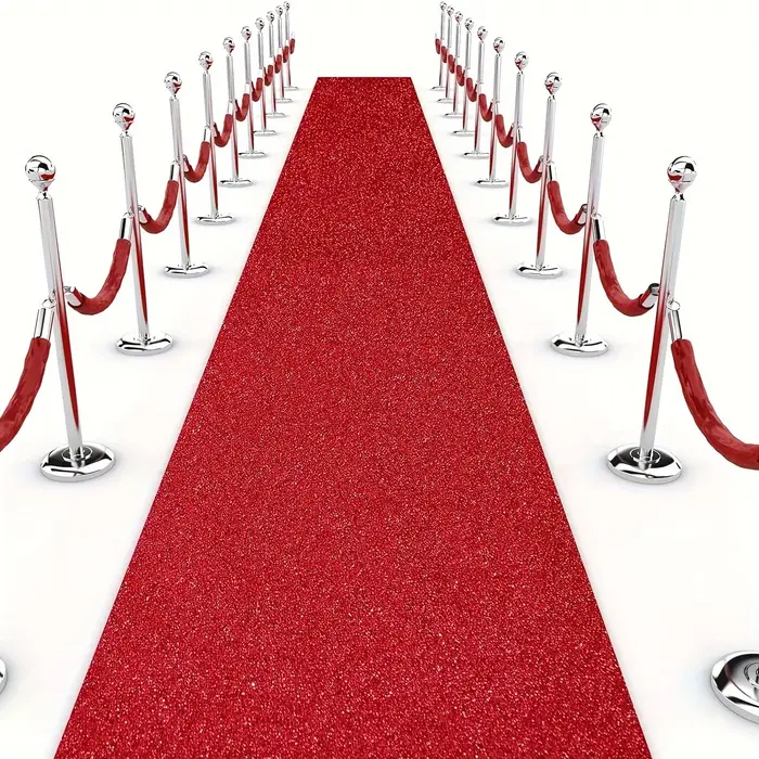 Tapis à longues rayures rouges scintillantes, tapis long de piste extérieure de Thanksgiving de mari