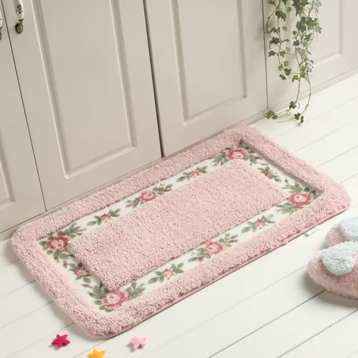 1 pièces nouveau tapis rose en microfibre 16*24 pouces tapis de salle de bain absorbant antidérapant