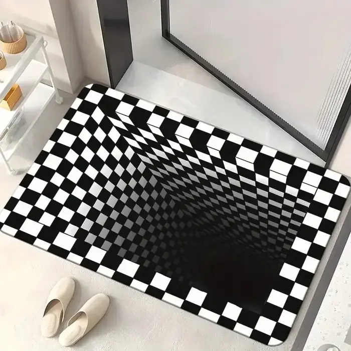 Tapis de porte antidérapant à illusion optique 3D Abysse Sans Fin, lavable en machine, pour salle de bain, chambre, camping, yoga, tapis de sol durable