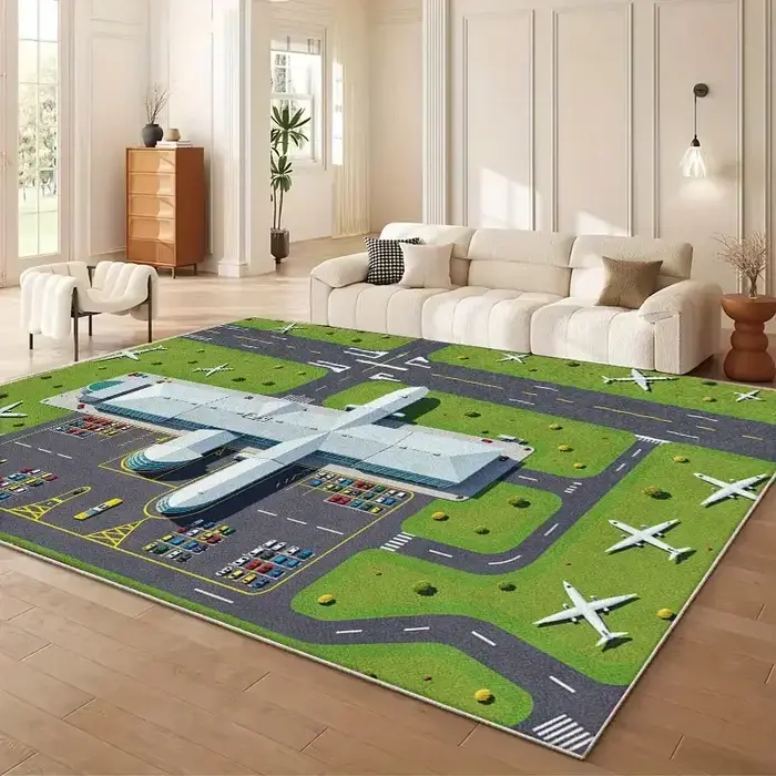 Tapis de salon à motifs abstraits de pistes d'aéroport