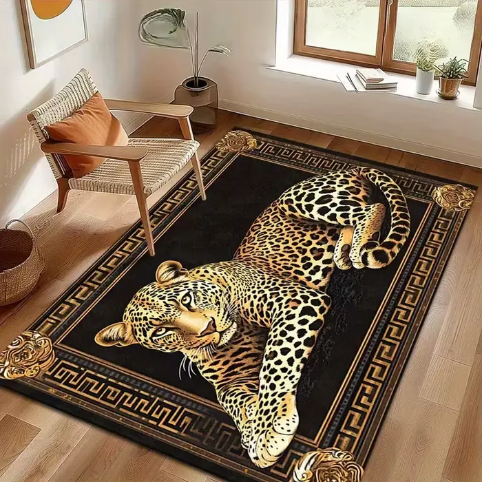 Tapis de sol à motif léopard décontracté, tapis de salon, tapis de canapé, décoration intérieure, ta