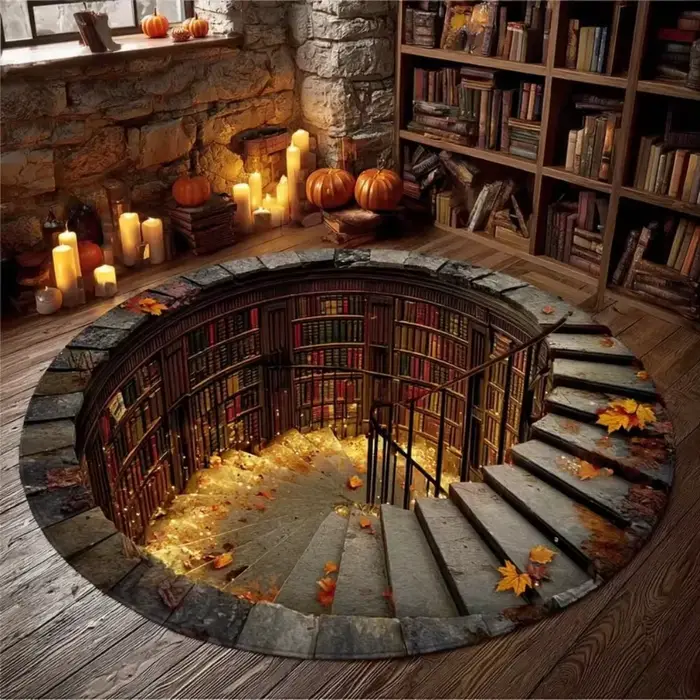 Tapis rond confortable à illusion 3D