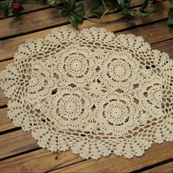 Tapis de Table ovale Vintage au Crochet, 30x45cm, napperon Chic et Shabby, décor d'événement de mari