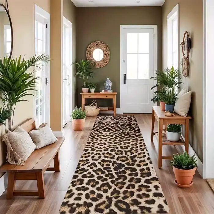 Tapis résistant aux taches imprimé léopard, pour chambre à coucher, chevet, couloir, fenêtre, sol, d