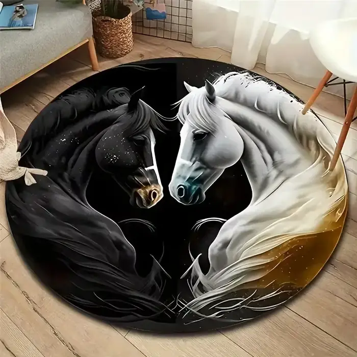 Tapis ronds imprimés cheval