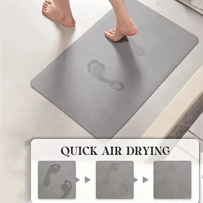 Tapis de sol antidérapant en boue de diatomée, couleur unie, résistant à la saleté, pour porte de salle de douche, d'entrée
