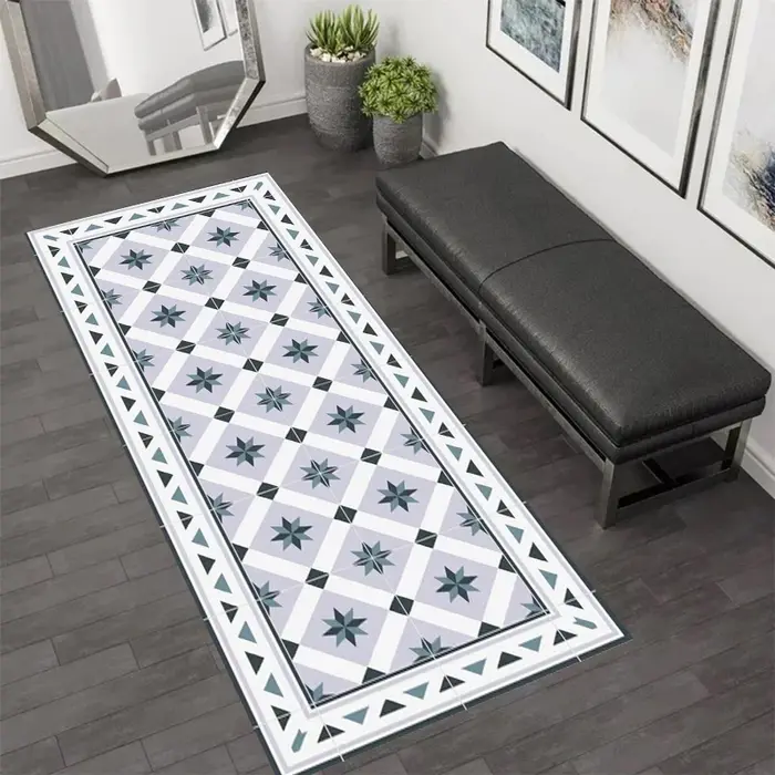 Tapis de couloir VIKAMA rétro à motif géométrique étoilé