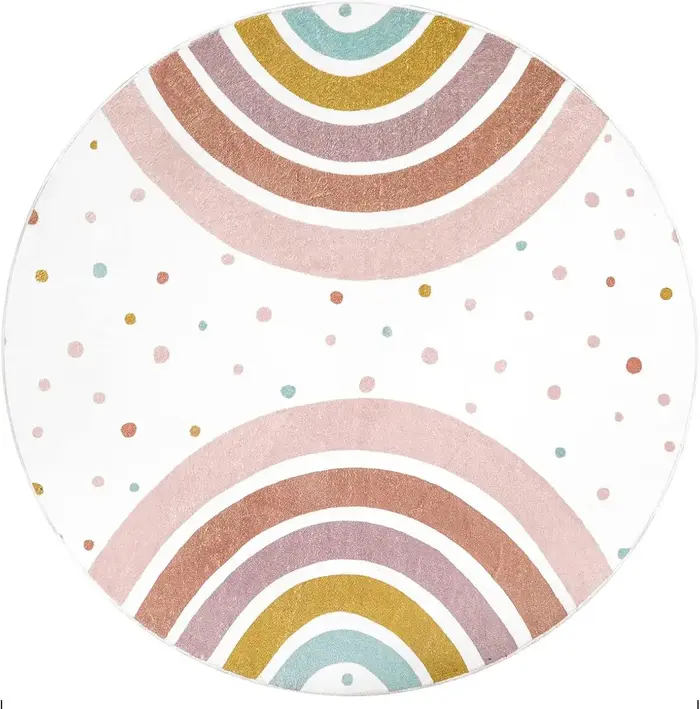 Tapis rond coloré pour la chambre d'enfant, tapis lavable arc-en-ciel, tapis antidérapant pour la ch