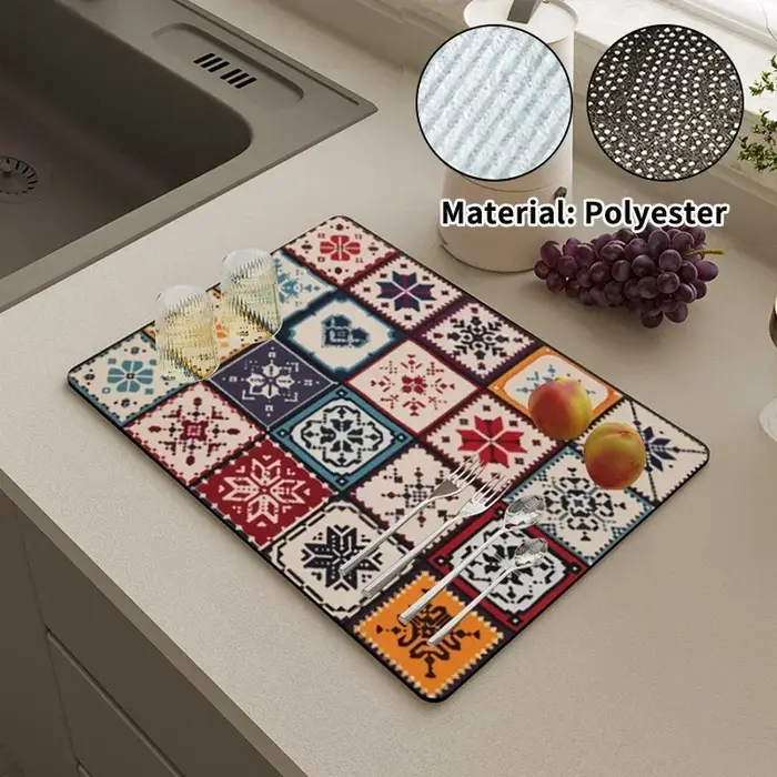 Tapis cuisine Égouttoir Absorbant pour le vaccage de la Vaisselle