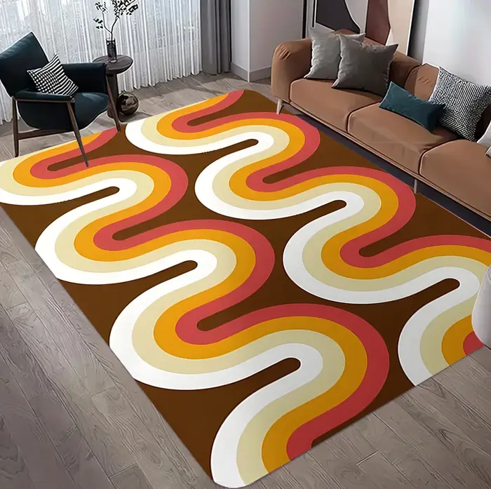 Tapis de zone rétro marron Groovy