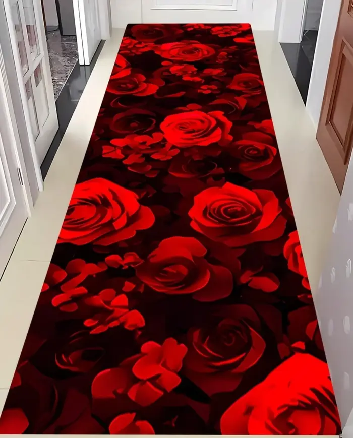 Tapis Long à motif de Rose rouge