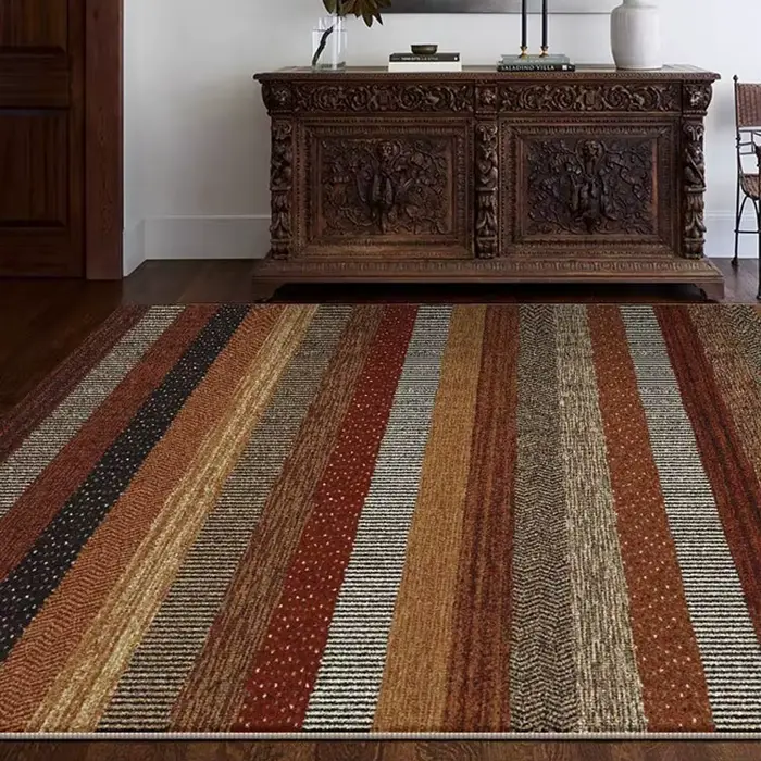 Tapis de salon rétro, rayé de haute qualité, pour chambre à coucher, à la mode, créatif, léger, de l