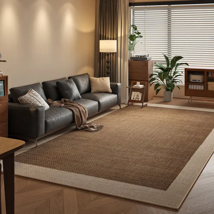 Tapis imprimé en Jute tissé marron, moderne et minimaliste, adapté au salon, canapé, décoration de l