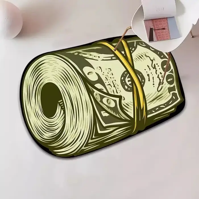 Tapis de chambre antidérapant, résistant aux taches, confortable, motif dollar tendance, tapis de décoration pour la maison de forme irrégulière