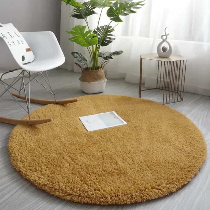 Tapis rond moelleux nordique pour chambre à coucher
