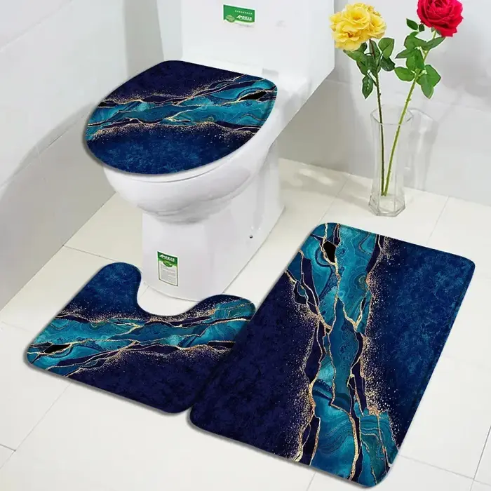 Ensembles de tapis de bain en marbre abstrait
