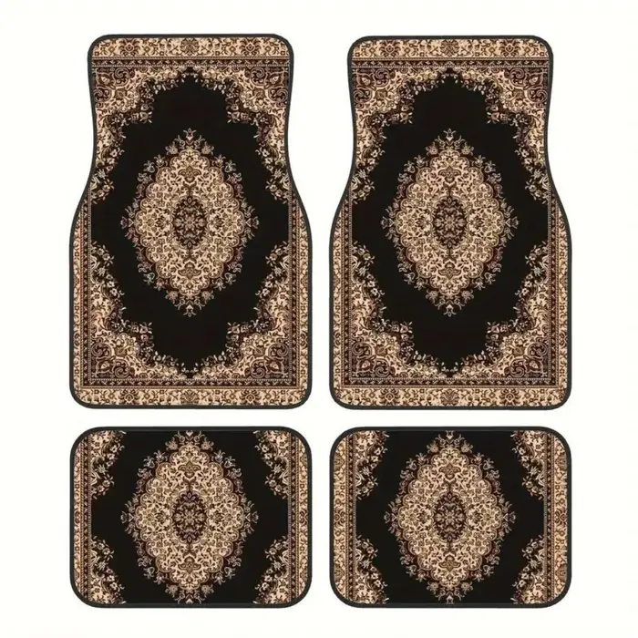 Tapis de sol de voiture bohème rétro, 4 pièces, antidérapant, résistant à la saleté, persan, décorat