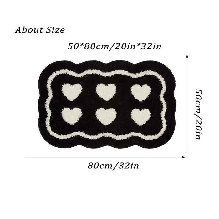 Tapis de salle de bain modernes antidérapants noirs avec tapis blancs