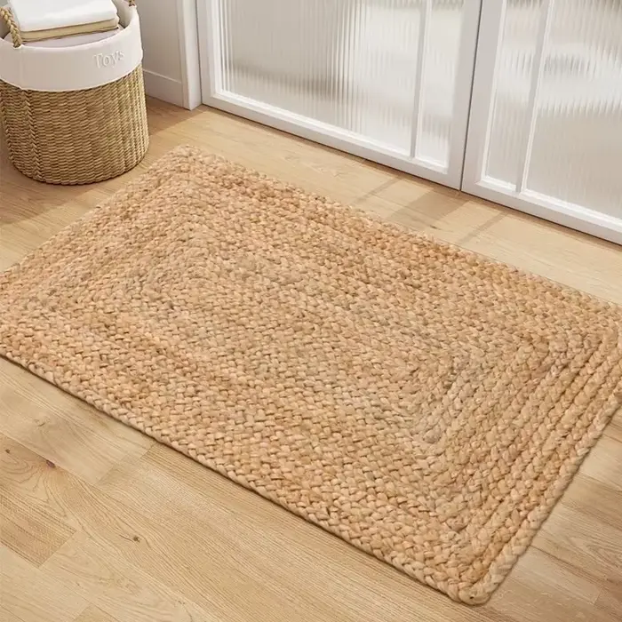 Tapis pour salon en Jute pur naturel tissé à la main sans colle