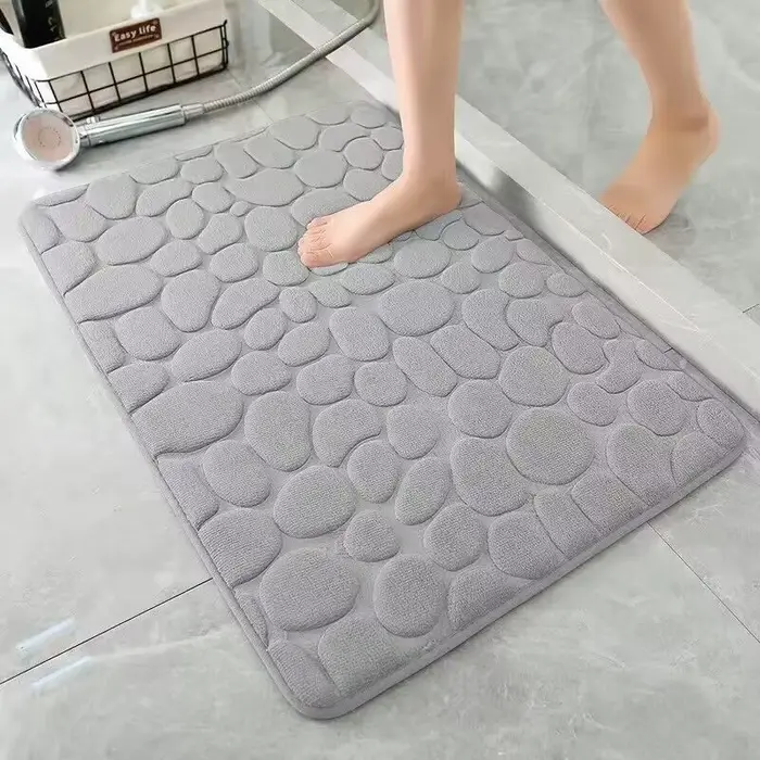 1 tapis de bain en galets gaufrés, tapis de sol absorbant en mousse à mémoire de forme, tapis de porte antidérapant, tapis de sol intérieur, accessoires de salle de bain