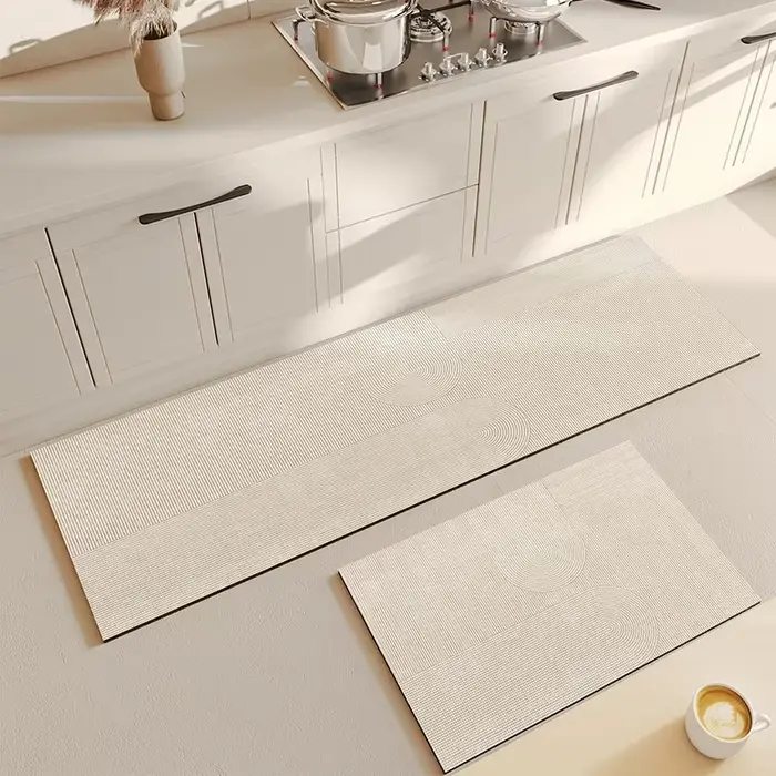 Tapis de Cuisine Beige en Polymère PVC