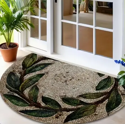 Tapis semi-circulaire vintage à imprimé persan bohème