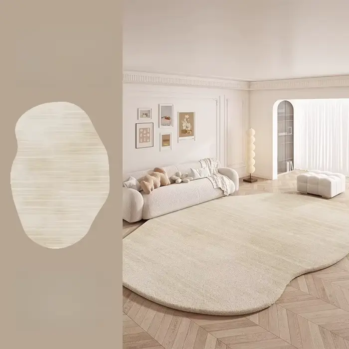 Tapis en peluche de Style crème, décoration de salon, formes irrégulières, pour chambre à coucher, t