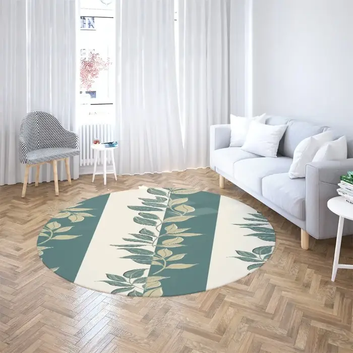 Tapis circulaire vintage à motif floral losanges