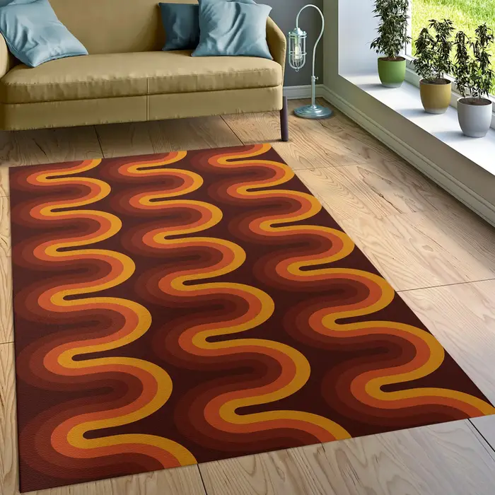 Tapis marron Groovy rétro des années 70