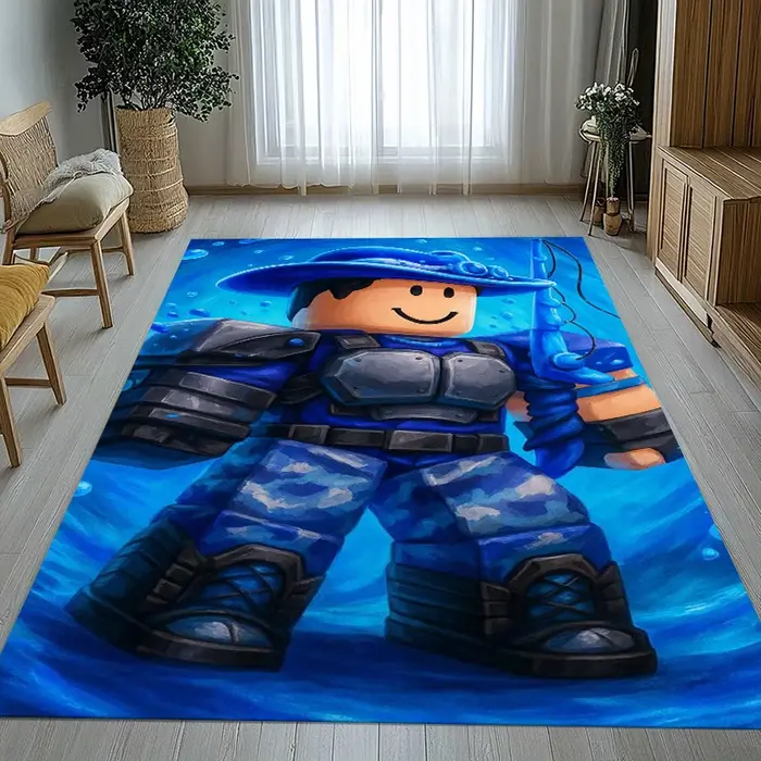 Tapis de salon antidérapant à thème de dessin animé Game R-Robloxs