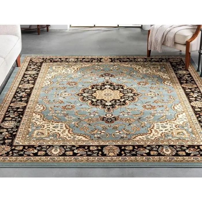 Tapis floral oriental, tapis traditionnel à motif de médaillon persan