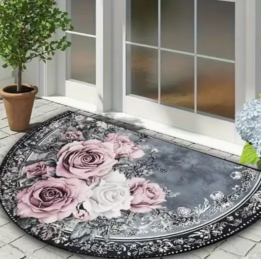 Tapis semi-circulaire vintage à imprimé persan bohème, idéal pour l'entrée de la maison, la Saint-Va