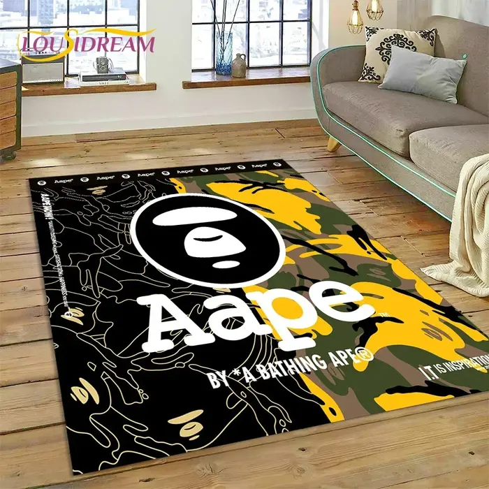 Tapis de sol 3D imprimé B-BAPE pour chambre à coucher, salon, décoration de canapé, tapis de jeu pou