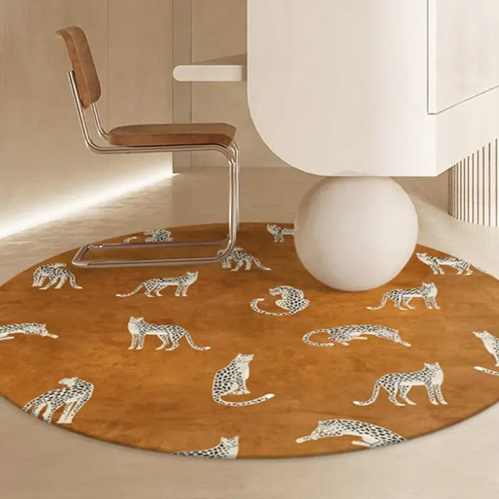 Tapis rond de luxe léger pour décoration de chambre à coucher