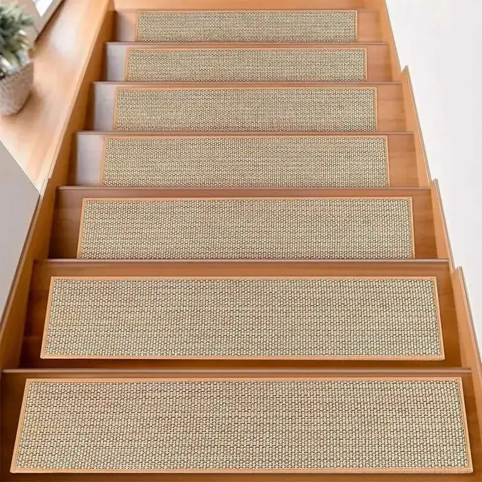 Marches d'escalier créatives en imitation lin, antidérapantes, lavables, tapis d'escalier insonorisa