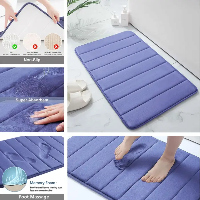 Polymères de bain en mousse à mémoire de forme, extra doux, coordonnants, super absorbants, tapis de bain pour le sol, les pieds, les toilettes