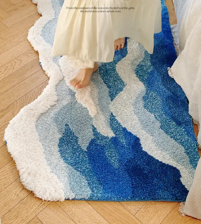 Tapis de sol antidérapant à motif de mer bleue