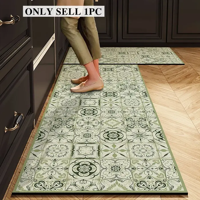 Tapis de cuisine imperméable en cuir PVC