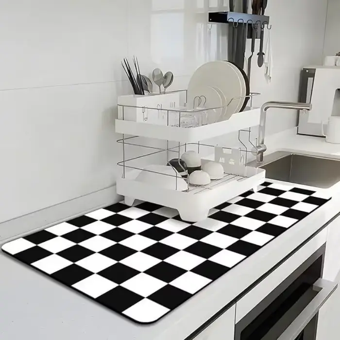 Tapis de cuisine imprimé à carreaux