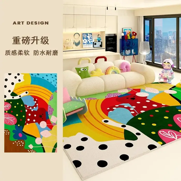Tapis d'art de salon, document irrégulier, maison, chambre à coucher, polymères de chevet, facile à 