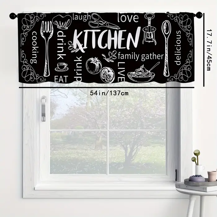 Rideaux courts occultants VIKAMA style ferme avec passe-tringe pour cuisine, salle de bain, salon, d