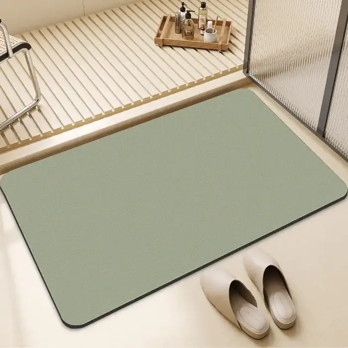 Tapis de bain en diatomite verte, antidérapant, séchage rapide, Super absorbant, lavable, pour salle