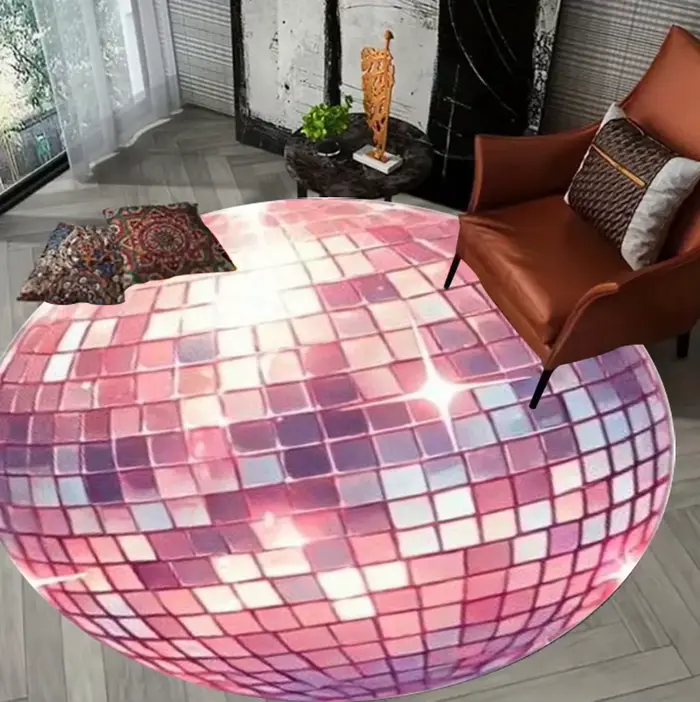 Tapis circulaire imprimé boule Disco
