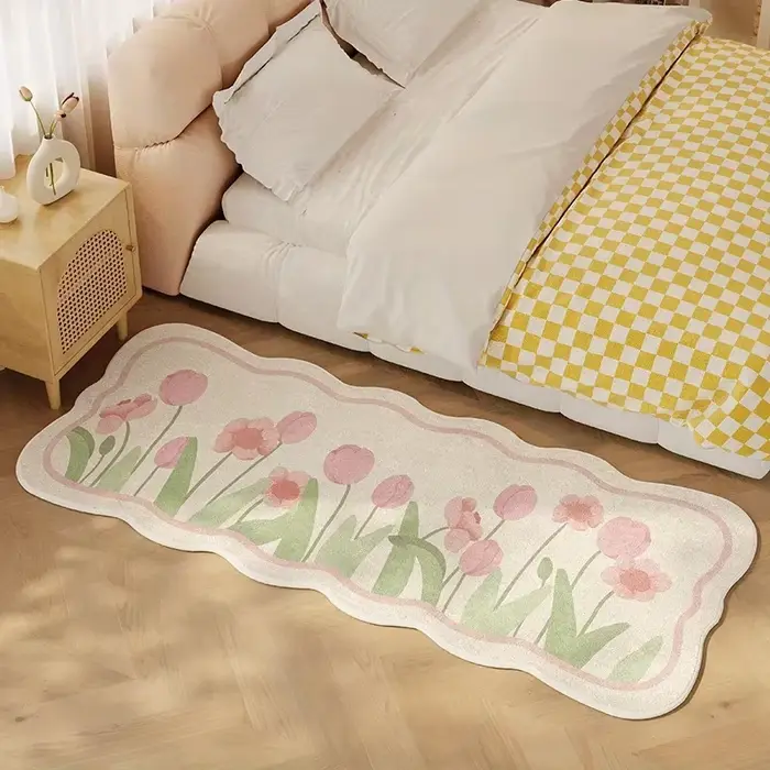 Tapis de sol en peluche à fleurs