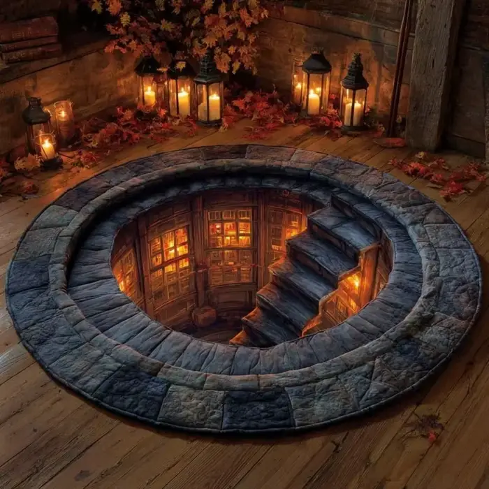 Tapis rond confortable à illusion 3D