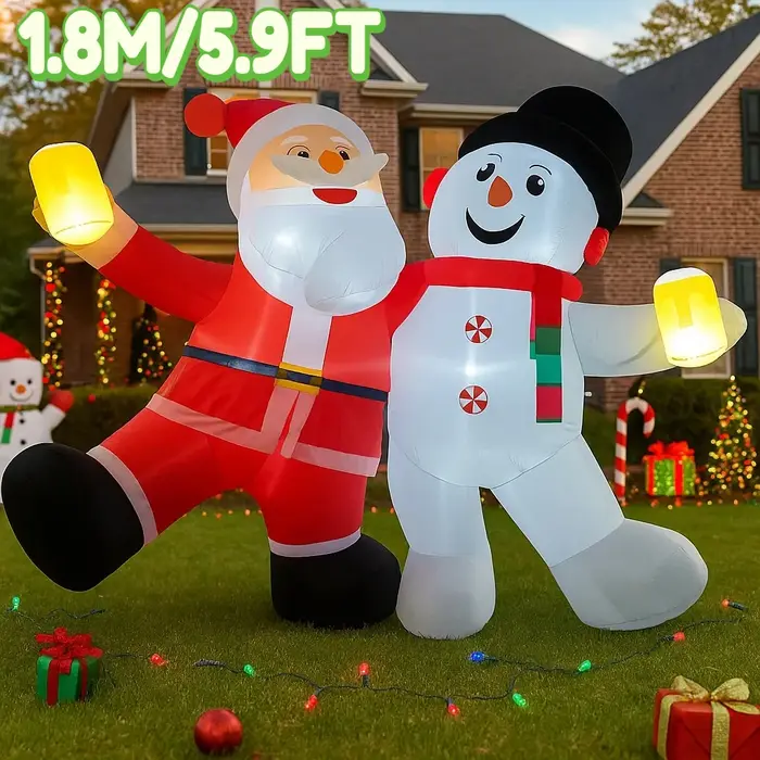 Lumières gonflables du père noël et du bonhomme de neige