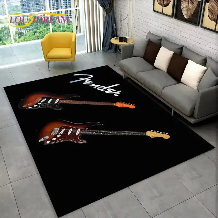 Tapis de guitare électrique vintage VIKAMA, thème rock, antidérapant et lavable, pour studio de musi