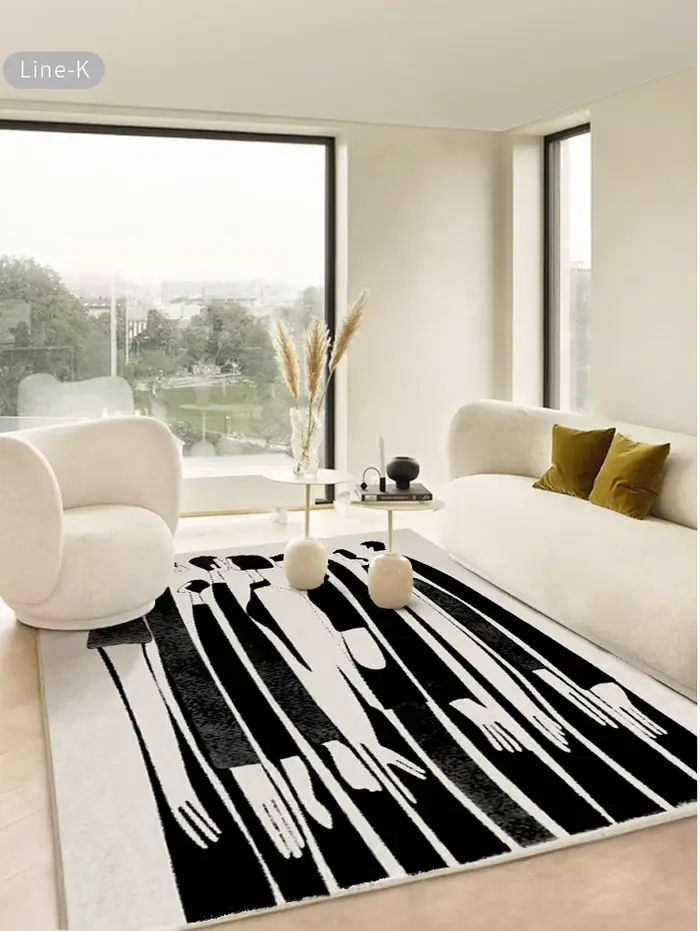 Tapis en peluche minimaliste moderne pour chambre à coucher